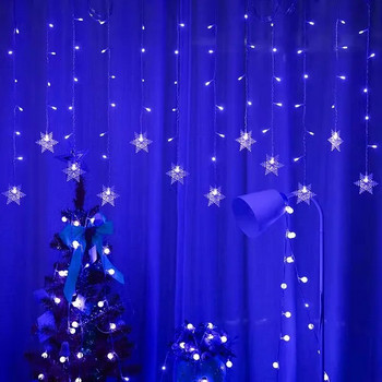 LED завеса Снежинка Струнни светлини Вълно осветление Парти празник Коледа Нова година Вътрешна и външна декорация