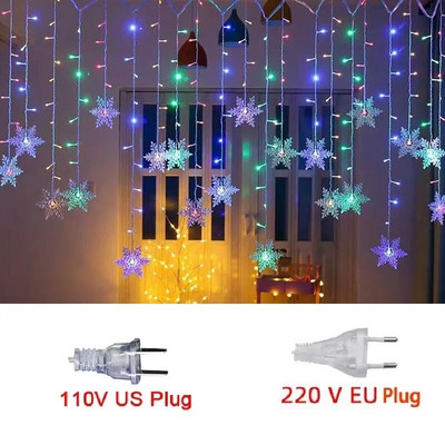 Κουρτίνα LED Snowflake String Lights Wave Lighting Party Γιορτινή Χριστουγεννιάτικη Πρωτοχρονιάτικη διακόσμηση εσωτερικού και εξωτερικού χώρου