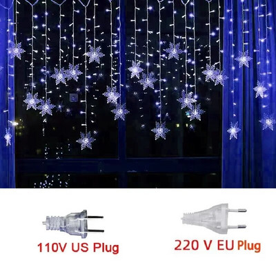 Κουρτίνα LED Snowflake String Lights Wave Lighting Party Γιορτινή Χριστουγεννιάτικη Πρωτοχρονιάτικη διακόσμηση εσωτερικού και εξωτερικού χώρου