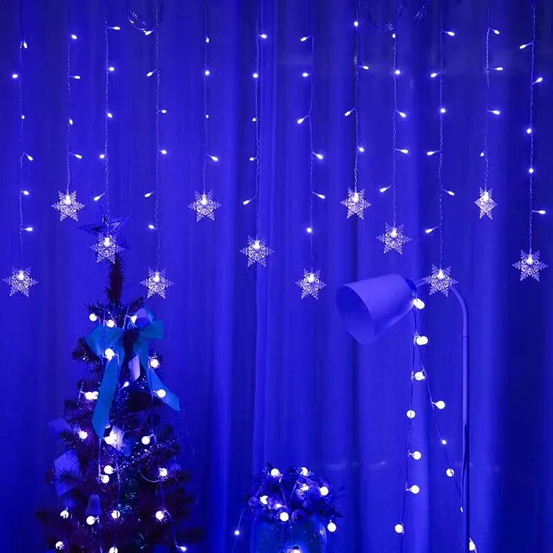 Κουρτίνα LED Snowflake String Lights Wave Lighting Party Γιορτινή Χριστουγεννιάτικη Πρωτοχρονιάτικη διακόσμηση εσωτερικού και εξωτερικού χώρου