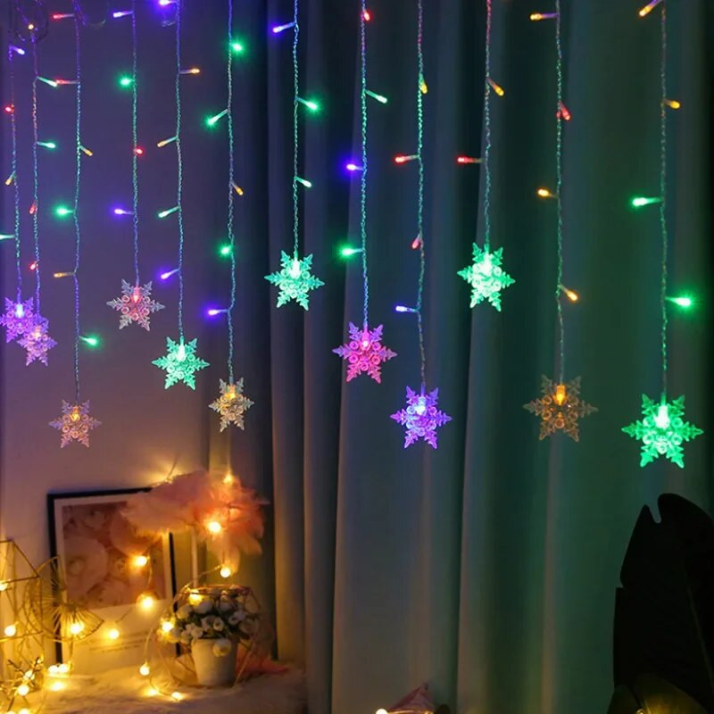 Κουρτίνα LED Snowflake String Lights Wave Lighting Party Γιορτινή Χριστουγεννιάτικη Πρωτοχρονιάτικη διακόσμηση εσωτερικού και εξωτερικού χώρου