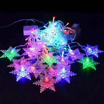3M Χριστουγεννιάτικο Φωτιστικό Led Snowflake Κουρτίνα Icicle Fairy String Lights Outdoor Garland for Home Party Party Κήπος Πρωτοχρονιάτικη διακόσμηση