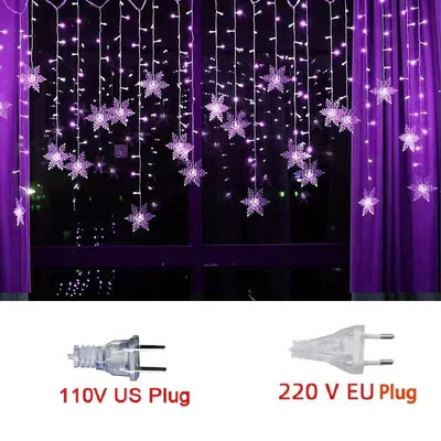3M božićno svjetlo Led pahulja zavjesa Icicle Fairy String Lights Vanjski vijenac za kućnu zabavu u vrtu Novogodišnja dekoracija