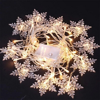 Коледни снежинки LED светлини с нишки Мигащи светлини за приказни завеси Водоустойчиви за празнично парти Сватбена коледна украса