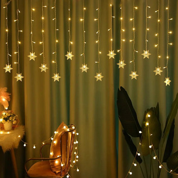 Коледни снежинки LED светлини с нишки Мигащи светлини за приказни завеси Водоустойчиви за празнично парти Сватбена коледна украса