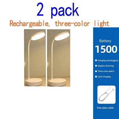 Stolna svjetiljka USB utikač Punjiva stolna svjetiljka Knjiga za čitanje Noćna svjetiljka LED 3 načina rada Svjetlo za zaštitu očiju Noćna lampa
