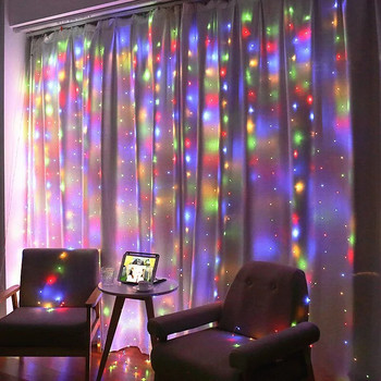 Κουρτίνα 6x3m Φωτιστικό κορδόνι LED Ζεστό/λευκό/πολύχρωμο Τηλεχειριστήριο Υπνοδωμάτιο Γιορτινό γάμο Χριστουγεννιάτικη διακόσμηση Νεράιδα Φωτιστικό στεφάνι