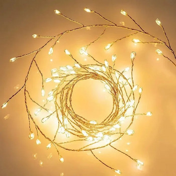 Χάλκινο σύρμα που λειτουργεί με μπαταρία Γιρλάντα Fairy Lights 100/200Leds Fairy Cluster Firecrackers Φωτιστικό κορδόνι για Χριστουγεννιάτικη διακόσμηση κήπου
