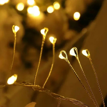 Χάλκινο σύρμα που λειτουργεί με μπαταρία Γιρλάντα Fairy Lights 100/200Leds Fairy Cluster Firecrackers Φωτιστικό κορδόνι για Χριστουγεννιάτικη διακόσμηση κήπου