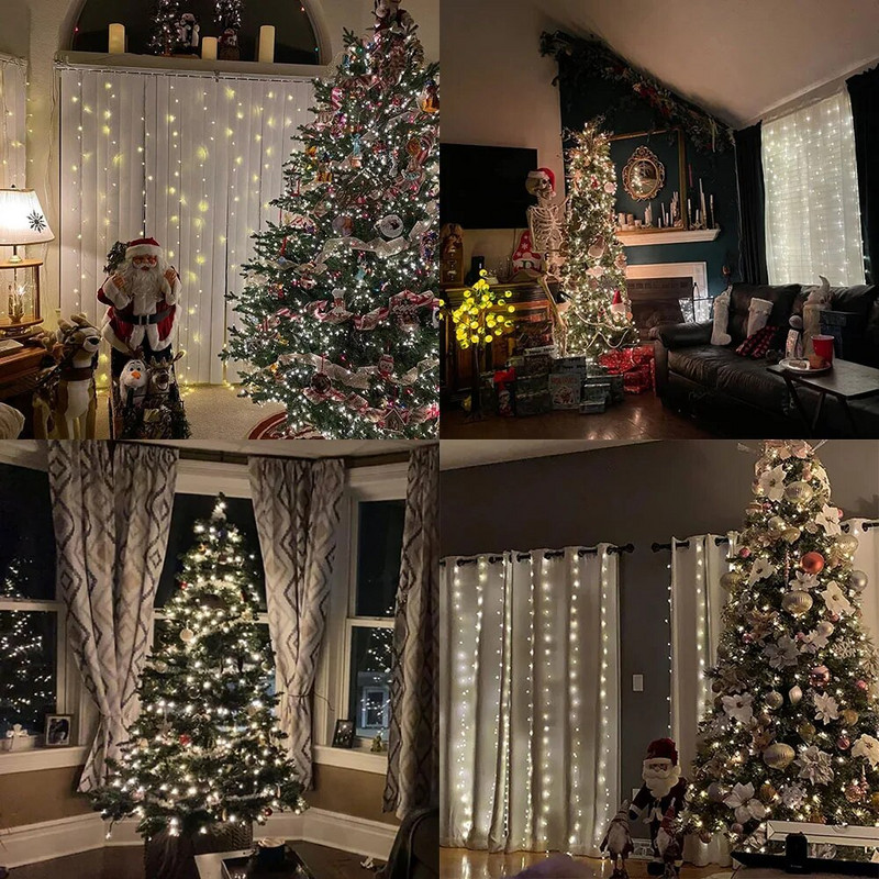 Decoratiuni de Craciun 3M Lumini Led Cortina Festoon Cortina Usb Ghirlanda Anul Nou 2024 Decor Pe Fereastra Decor Craciun Lichidari