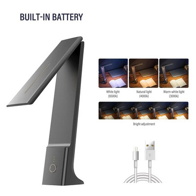 LED-es összecsukható asztali lámpa USB-töltés, érintésvezérlés, szabályozható asztali szemvédelem, olvasási tanulmány iroda hálószoba éjjeli lámpa
