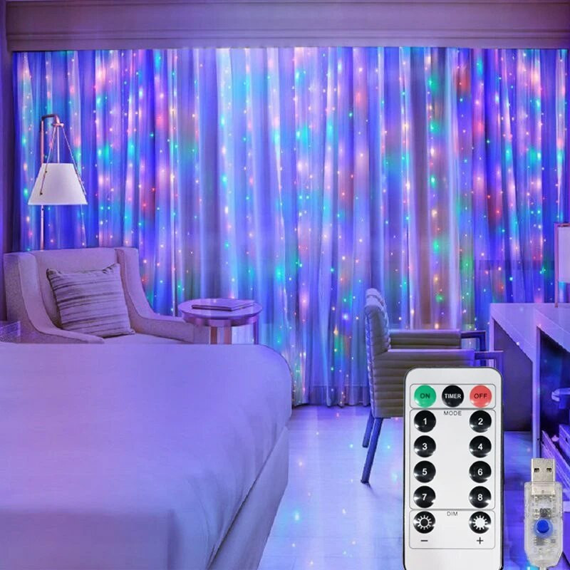 3M LED svjetla za zavjese Vilinski vijenac na prozoru USB svjetleća žica Nova godina 2024. Božićna svadba Festoon Dekoracija doma