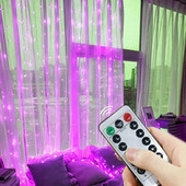 Garland za zavjese Led žičane svjetiljke Festivalska božićna dekoracija 8 načina rada Usb daljinski upravljač Blagdansko svjetlo za spavaću sobu Dom na otvorenom