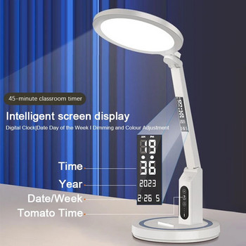 LED часовник Настолна лампа USB зареждаема димируема настолна лампа Plug-in LED светлина Сгъваема защита за очите Нощна лампа за четене