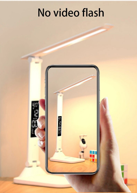 LED asztali lámpa újratölthető ébresztőórás hőmérővel szabályozható érintéssel összecsukható USB töltő asztali lámpa akkumulátoros éjszakai lámpa ÚJ