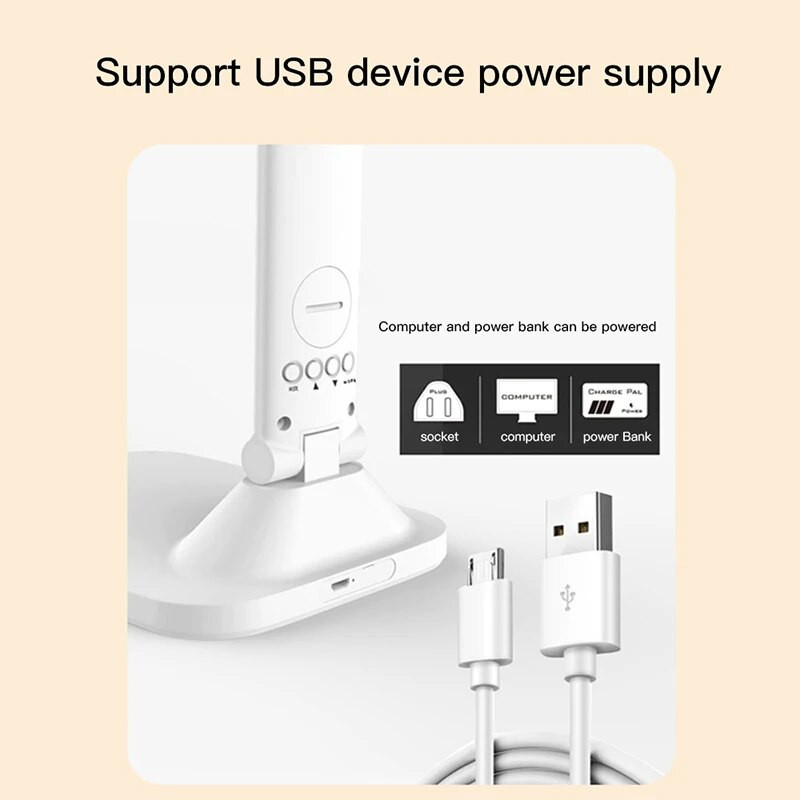 LED asztali lámpa újratölthető ébresztőórás hőmérővel szabályozható érintéssel összecsukható USB töltő asztali lámpa akkumulátoros éjszakai lámpa ÚJ
