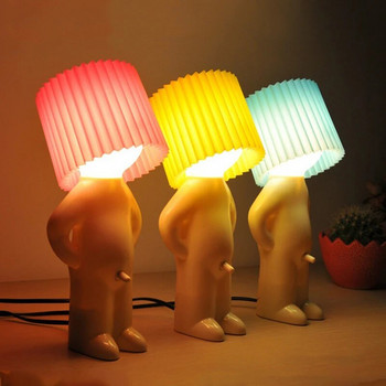 Нов дизайн Човешки тип luminaria палаво срамежливо малко момче настолна лампа Креативна спалня за учене и четене LED baseus лампа