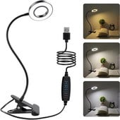 48 LED-es asztali lámpa csipesz USB könyves lámpa éjjeli 360°-os rugalmas szemvédelem hattyúnyak olvasólámpa fényereje állítható 3 fokozatban