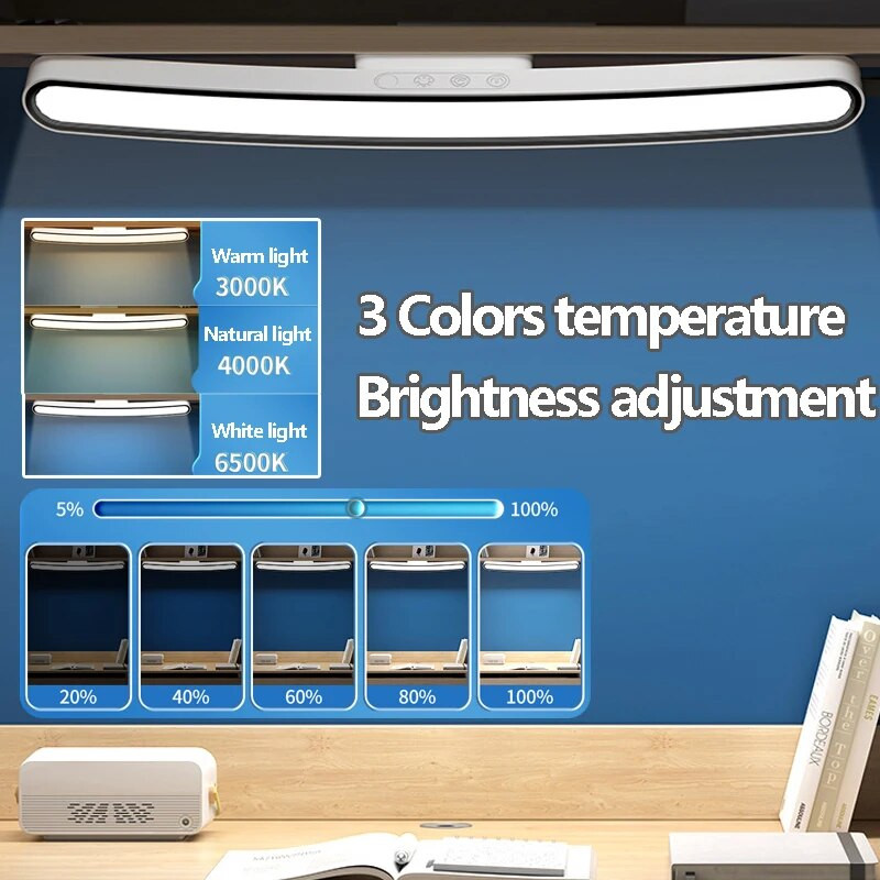 LED-es ívelt asztali lámpa újratölthető, érintésmentes, távirányítós asztali lámpa függesztett, mágneses fényerősségű olvasólámpa hálószoba szekrény éjjeli 32/42 cm