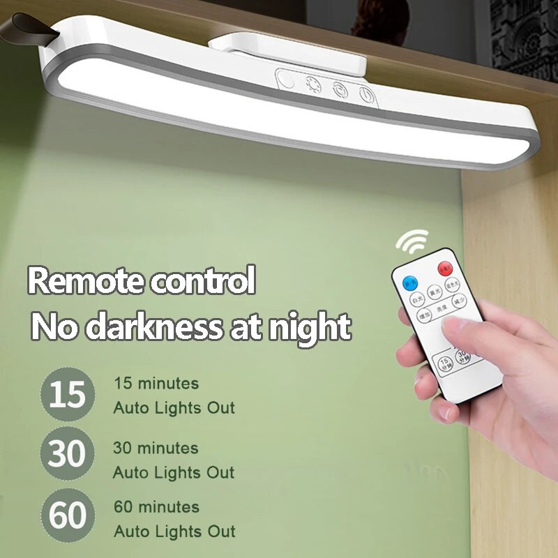 LED-es ívelt asztali lámpa újratölthető, érintésmentes, távirányítós asztali lámpa függesztett, mágneses fényerősségű olvasólámpa hálószoba szekrény éjjeli 32/42 cm