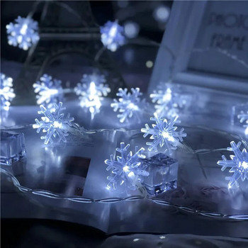 10M 80Leds коледни снежинки светлини LED фея светлини гирлянди водоустойчиви нишки светлини Коледна украса за домашна градина