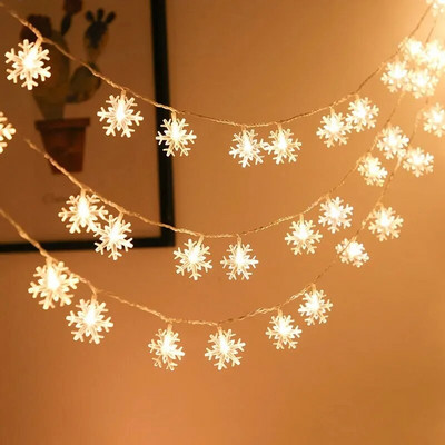 10M 80Leds коледни снежинки светлини LED фея светлини гирлянди водоустойчиви нишки светлини Коледна украса за домашна градина