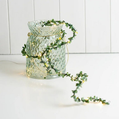 20 LED dioda Zeleno lišće Vilinska svjetla Niz Umjetni bršljan Girlanda Bakrene svjetlosne žice za bukete Ukrasi spavaćih soba za vjenčanje