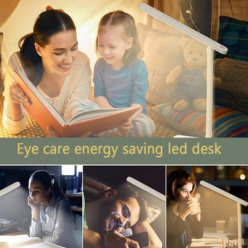 Сгъваема настолна лампа Защита на очите Сензорна димируема LED лампа Спалня Четене USB щепсел за настолна лампа