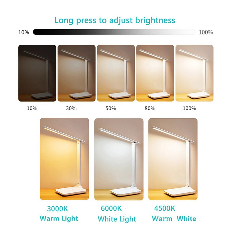 Sulankstoma stalinė lempa Akių apsauga Jutiklinė pritemdoma LED lempa Miegamojo skaitymo USB jungtis stalinė lempa