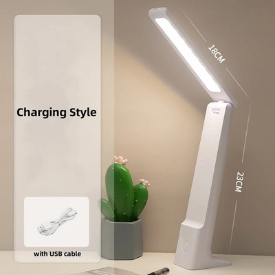 Asztali lámpa LED-es olvasólámpák 3 színű, szabályozható, érintéssel összehajtható, USB újratölthető tanulóasztali lámpa Diák olvasó éjjeli lámpa