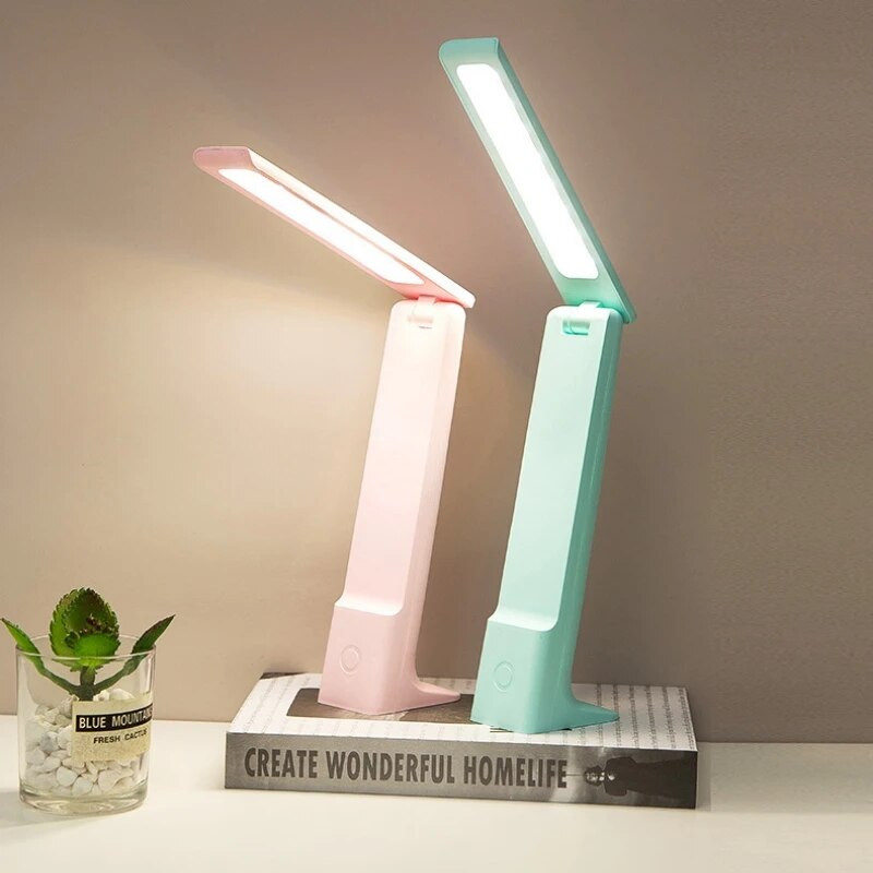 Asztali lámpa LED-es olvasólámpák 3 színű, szabályozható, érintéssel összehajtható, USB újratölthető tanulóasztali lámpa Diák olvasó éjjeli lámpa