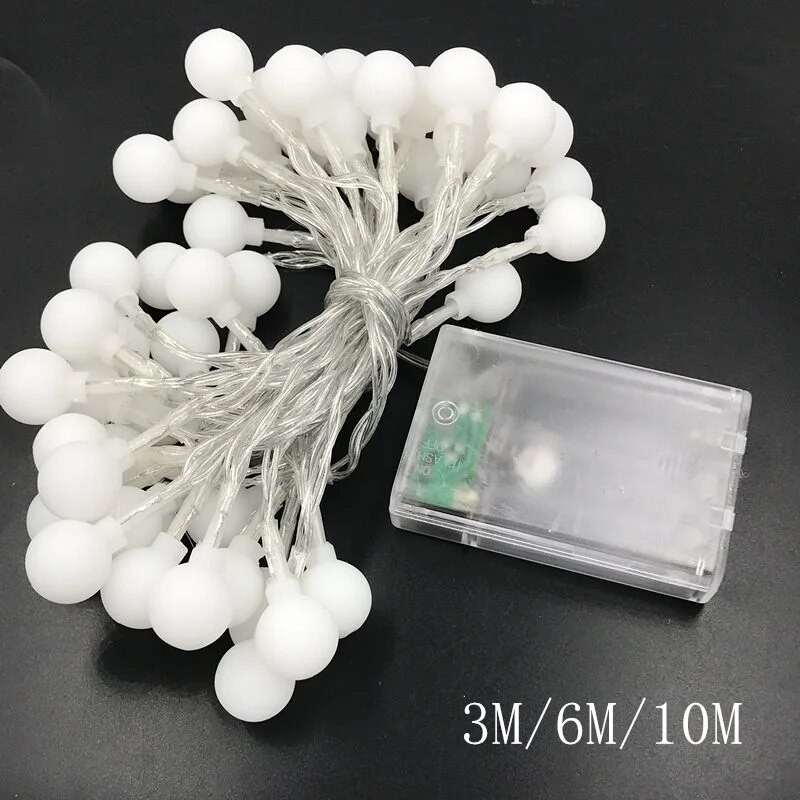 3M 6M 10M Vilinski vijenac LED kuglaste svjetiljke Vodootporne za božićno drvce Vjenčanje Kućna unutarnja dekoracija Na baterije