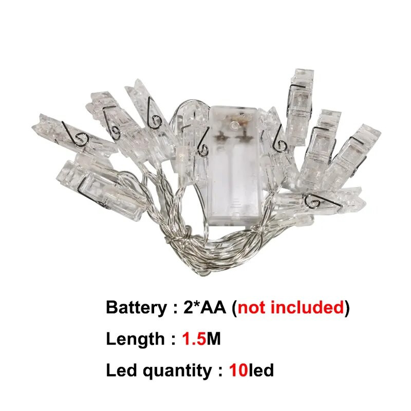 LED styginių lemputė 5M 10M nuotraukų klipas USB LED Fairy Lights Baterija veikianti girlianda Miegamasis Namų vakarėlis Vestuvės Kalėdų puošmena