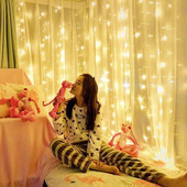 Cortina LED USB 3/4/6M, 8 moduri, telecomandă, șir de lumini, pentru nuntă, ghirlande de zâne, pentru decorarea dormitorului, sufrageriei