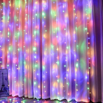 Γιρλάντα κουρτίνας 6M LED String Lights Φεστιβάλ Διακόσμηση 8 Λειτουργίες Τηλεχειριστήριο USB Χριστουγεννιάτικο Φωτάκι Χριστουγέννων
