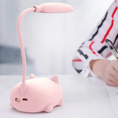 Cute Pet Pig Mini naktinė lemputė USB įkraunama sulankstoma LED maža stalinė lempa Studentų mokymosi akių apsaugos knygelės lempos prie lovos
