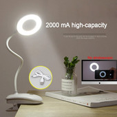DC5V Asztali lámpa Led Asztali lámpa Érintő Clip Tanulmány lámpa USB Újratölthető Asztali Olvasó Szemvédelem Éjszakai lámpa gyerekeknek