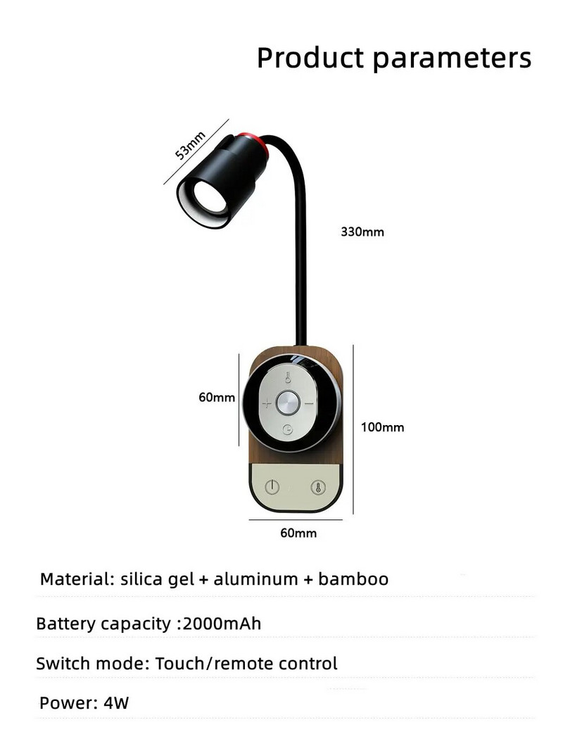 LED punjiva magnetska usisna zidna lampa na daljinsko upravljanje Zidna noćna lampa za spavaću sobu Studentski dom Stolna lampa za čitanje