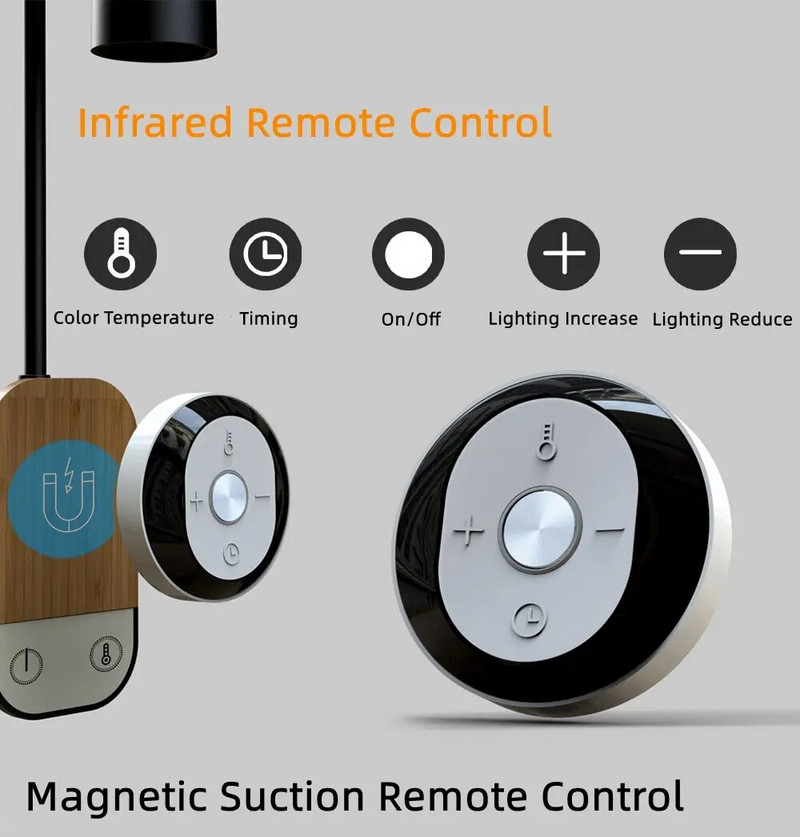 LED punjiva magnetska usisna zidna lampa na daljinsko upravljanje Zidna noćna lampa za spavaću sobu Studentski dom Stolna lampa za čitanje