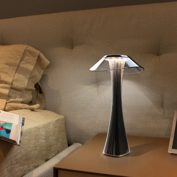 Nordic led Настолна лампа 3-степенна димируема нощно шкафче за спалня USB Безжично зарядно интелигентен сензорен превключвател декоративен кристал Акумулаторна