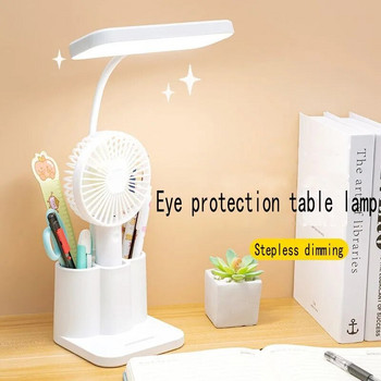 USB акумулаторна LED настолна лампа Сензорна димируема гъвкава настолна лампа Защита на очите Светлина за четене за с телефон Hoder Държач за писалка