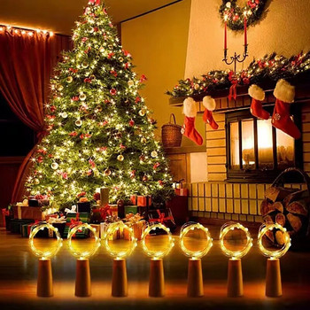 6 τεμ. Φωτάκια από φιάλη κρασιού φελλός κορδόνι Χάλκινο σύρμα Φώτα νεράιδα Φωτιστικό LED γιορτής για Χριστουγεννιάτικο πάρτι Πρωτοχρονιάτικο Διακόσμηση Γάμου