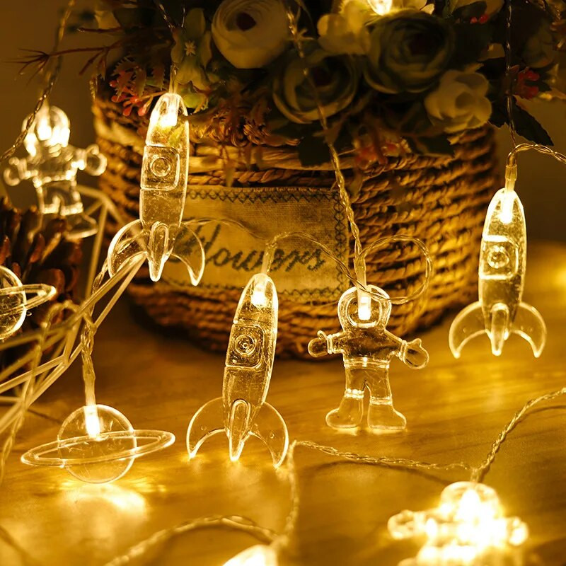 Astronaut Galaxy Svemirska serija Bakrena žica LED žičano svjetlo Unutarnja spavaća soba Uređenje doma Bajkovita svjetla Na baterije