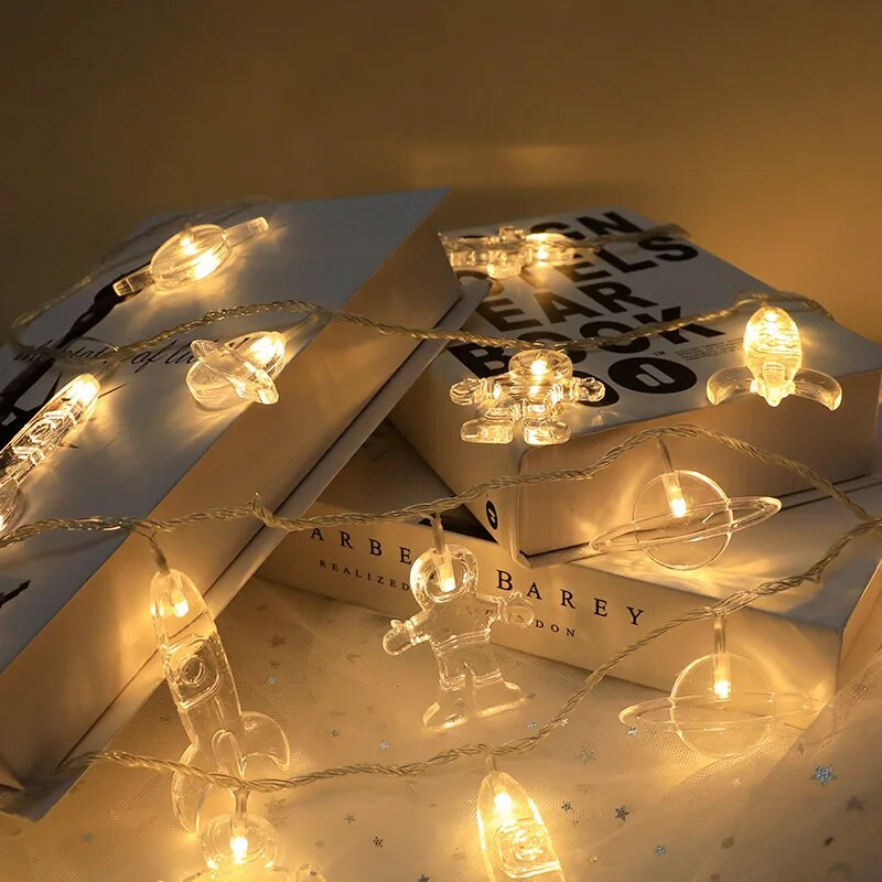 Astronaut Galaxy Svemirska serija Bakrena žica LED žičano svjetlo Unutarnja spavaća soba Uređenje doma Bajkovita svjetla Na baterije