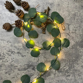 2M изкуствени растения LED струнни светлини Зелени листа Лозови феи Светлини Коледен гирлянд Лампа за градинско парти Сватбена украса