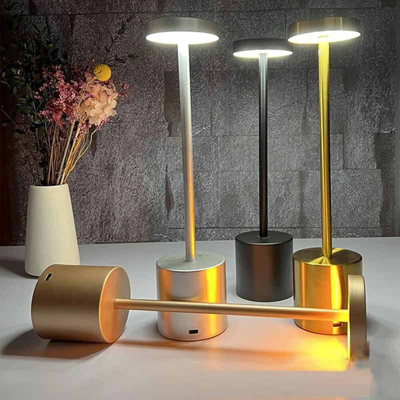 Nordic Iron Asztali lámpa Retro Étterem Bár Érintős Szemvédelem USB újratölthető asztali fém egyszerű hangulati lámpa