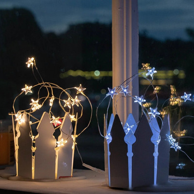 Led csillag füzér lámpák rézhuzal tündéri fények Cr2032 kis elemes karácsonyi esküvőre Hálószoba dekoráció