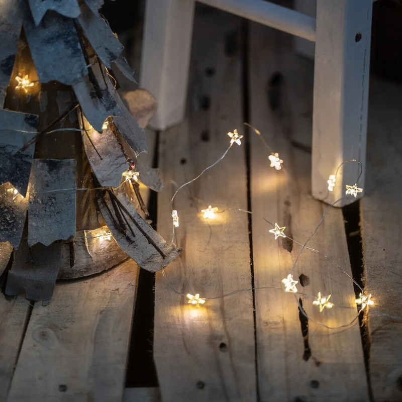 Led Star String Lights Bakrena žica Fairy Lights Cr2032 Mali Božić na baterije za svatove Dekoracija spavaće sobe