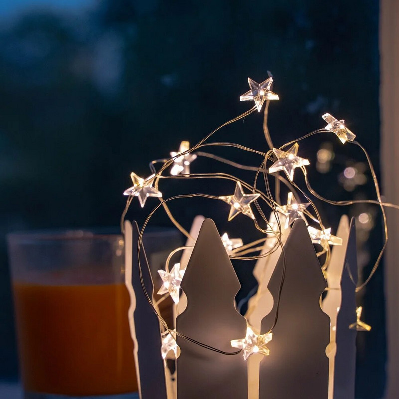 Led Star String Lights Bakrena žica Fairy Lights Cr2032 Mali Božić na baterije za svatove Dekoracija spavaće sobe