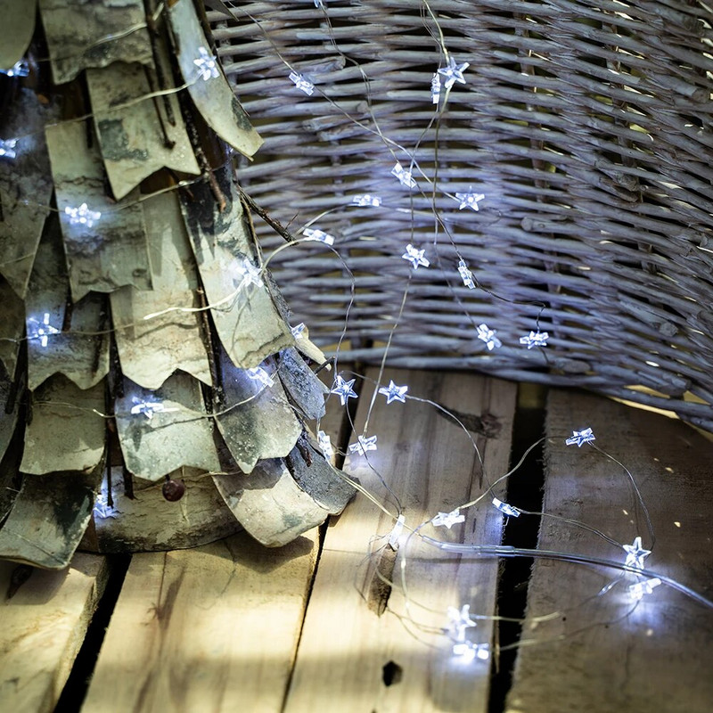 Led Star String Lights Bakrena žica Fairy Lights Cr2032 Mali Božić na baterije za svatove Dekoracija spavaće sobe